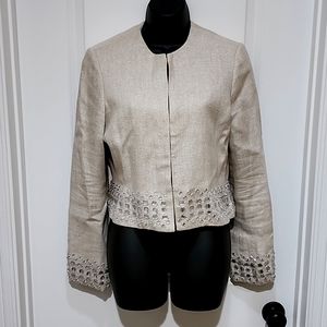 Peter Nygard Cream Studded Blazer Size 6